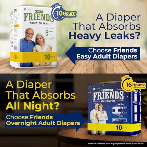 Friends Easy Adult Diaper M Size Tape | 10 Count (Medium) | Waist 28.35 – 51.18 inch | Unisex | Leakproof | Long Protection hours |Wetness Indicator | Odour Lock | Aloe Vera Extract & Anti-Bacterial Absorbent Core - Image 4