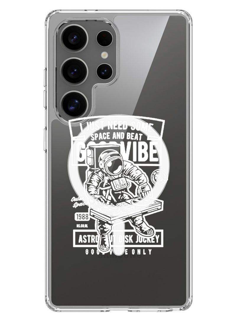 Theodor Magnetic Case for Samsung Galaxy S25 Ultra 6.9-inch Compatible with MagSafe Wireless Charging, Shockproof Phone Bumper Cover Good vibe - White - Image 1