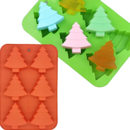 Accfore 3 Pack Christmas Tree Silicone Molds,6 Cavity Candy Baking Trays for Holiday Cakes,Candies,Gummy,Chocolates,Jelly,Soap,Ice Cube,Cookies (red, green, purple) - Image 5