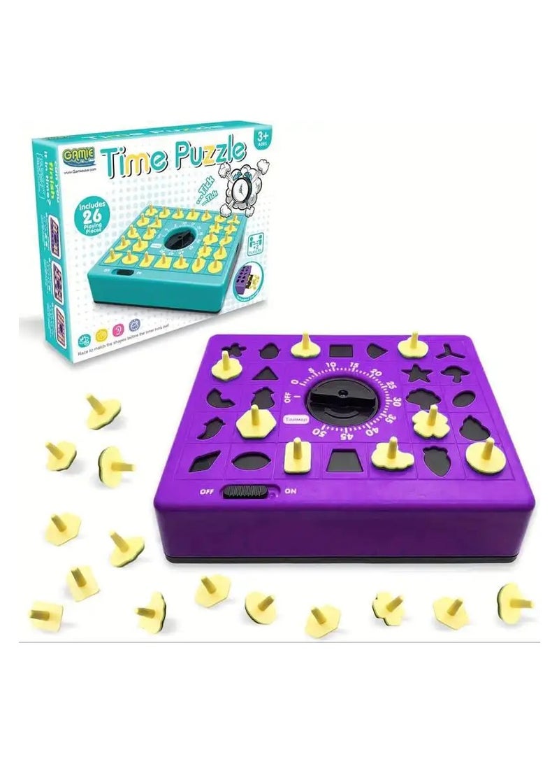 لعبة ألغاز الوقت، لعبة ألغاز الأشكال بأصابع رابحة، لعبة لوحية منبثقة مع ألغاز الأشكال، ألعاب تركيز للاعبين، لعبة ألغاز مطابقة الألواح، ألعاب تعليمية للأطفال من سن 3 سنوات فما فوق