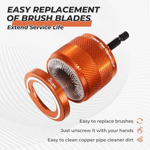 Swozzto 1/2" & 3/4" Metal Copper Pipe Cleaner Set,2PCS Replacement Blades provided per Size,Include 4PCS Stainless Steel Wire Bore Brush,for Cleaning Rust, Stains, Paint on Copper Pipe & Various Metal Pipes - Image 3