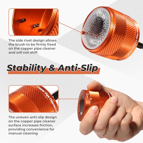Swozzto 1/2" & 3/4" Metal Copper Pipe Cleaner Set,2PCS Replacement Blades provided per Size,Include 4PCS Stainless Steel Wire Bore Brush,for Cleaning Rust, Stains, Paint on Copper Pipe & Various Metal Pipes - Image 4