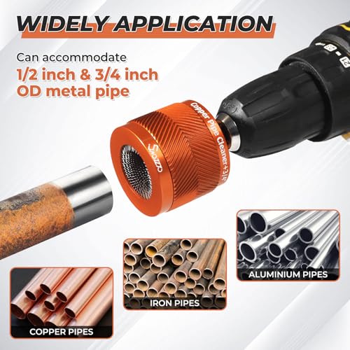 Swozzto 1/2" & 3/4" Metal Copper Pipe Cleaner Set,2PCS Replacement Blades provided per Size,Include 4PCS Stainless Steel Wire Bore Brush,for Cleaning Rust, Stains, Paint on Copper Pipe & Various Metal Pipes - Image 5