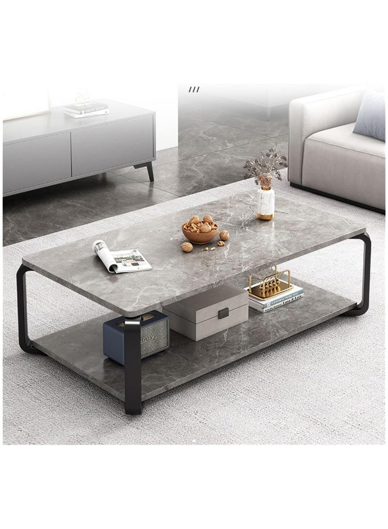 DubaiGallery Round Tea Table Living Room Coffee Tables Marble Texture Wooden Combination Furniture Durable Table - Image 2
