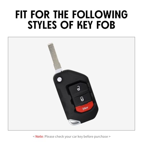 WORCAS Key Fob Case Carbon Fiber Pattern Silicone Cover Compatible with Jeep Gladiator Wrangler 3 Button Keyless Entry Remote, JPFC3-SCE1 - Image 2