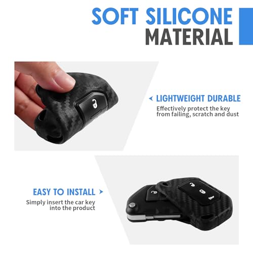WORCAS Key Fob Case Carbon Fiber Pattern Silicone Cover Compatible with Jeep Gladiator Wrangler 3 Button Keyless Entry Remote, JPFC3-SCE1 - Image 4