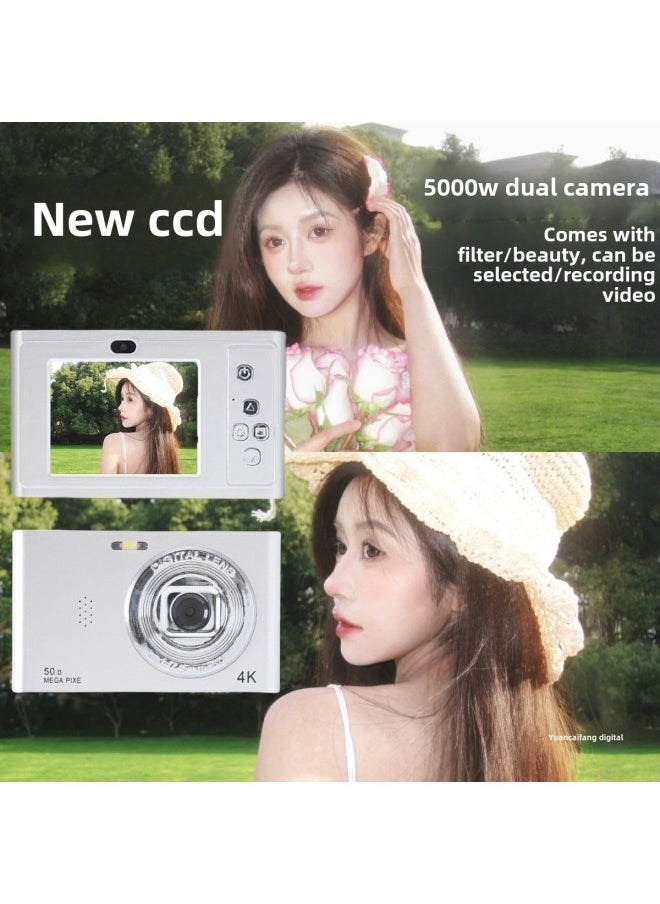 Generic - Ccd Digital Camera Hd Camera Student Small Hd Travel Entry Campus Retro Travel Card Machine-Body Color:Space Silver  - Function - Image 1