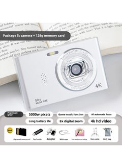 Ccd Digital Camera Hd Camera Student Small Hd Travel Entry Campus Retro Travel Card Machine-Body Color:Space Silver  - Function