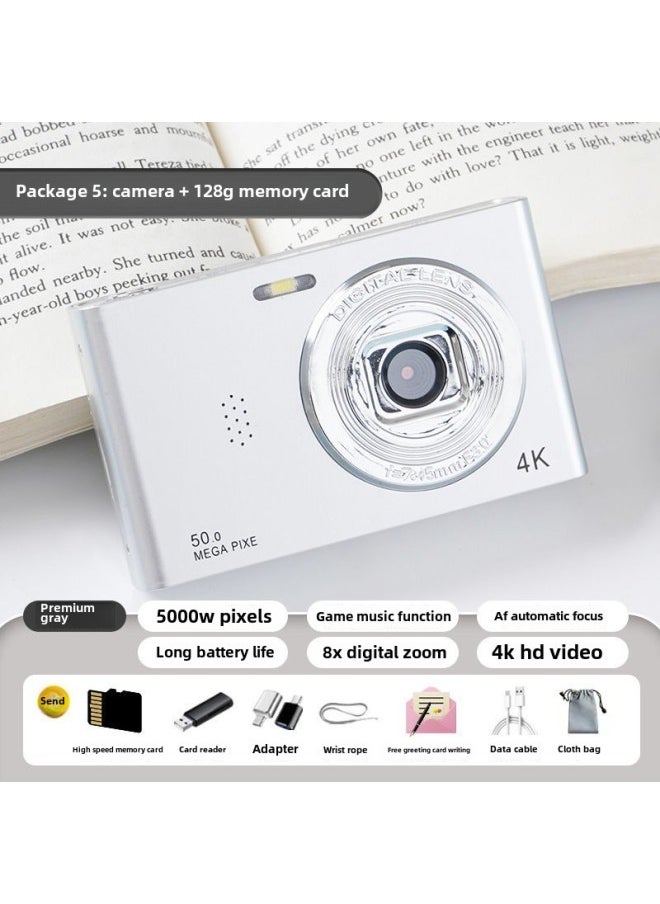 Generic - Ccd Digital Camera Hd Camera Student Small Hd Travel Entry Campus Retro Travel Card Machine-Body Color:Space Silver  - Function - Image 1