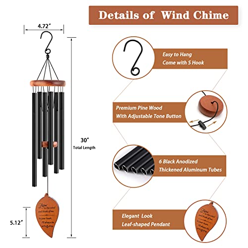 Soopau Memorial Sympathy Wind Chimes, Sympathy Gift Baskets in Memory of a Loved One Mother Father for Memorial/Bereavement/Condolence, 30" Wooden - Image 5