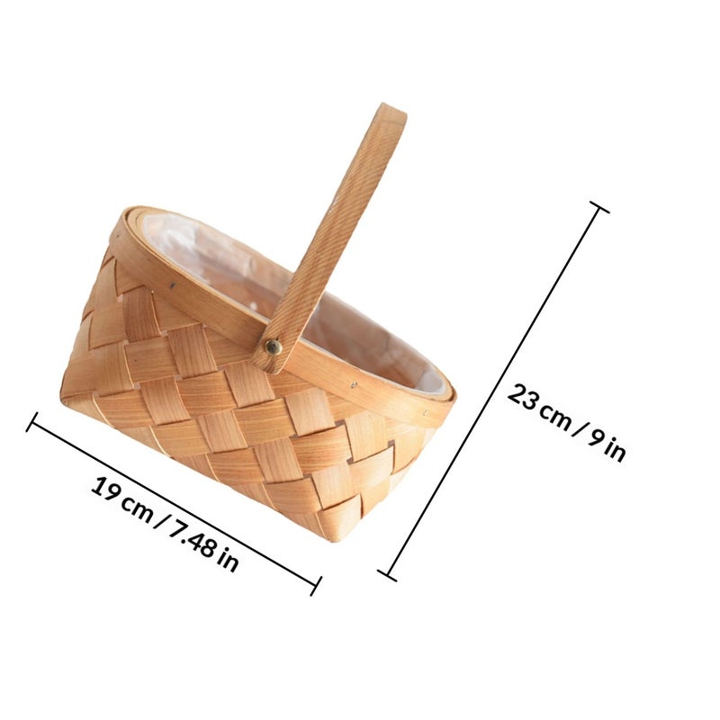 1pc Rattan Woven Storage Basket Flower Basket Fruit Basket (Wood) - Image 2