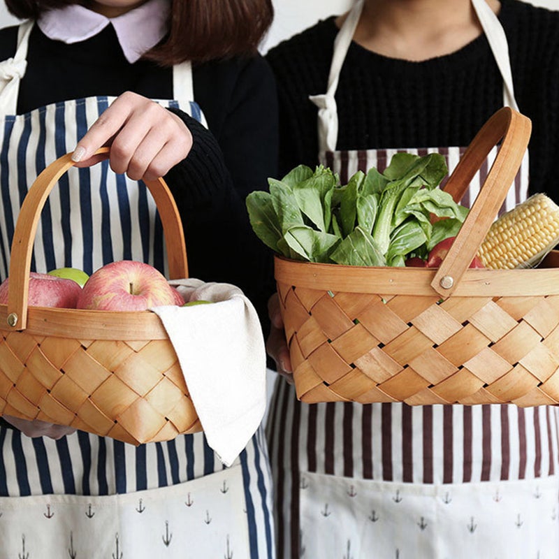 1pc Rattan Woven Storage Basket Flower Basket Fruit Basket (Wood) - Image 4