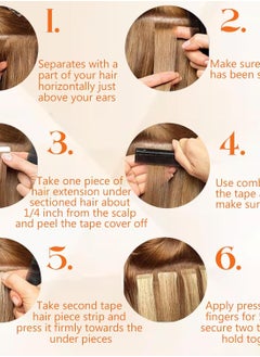 Full Shine Full Shine Tape in Hair Extensions Human Hair 20 Inch Hair Extensions for Women Natural Black Fading to 18 Ash Blonde 50Gram 20Pieces Skin Weft Tape Hair...  - Image 4