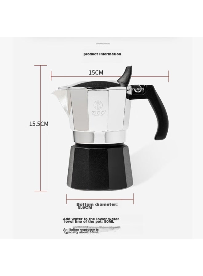 Zigo Dual-valve Moka Pot Coffee Maker For Home Use, Italian-style Coffee Pot With 2 Cups Capacity, Dual-valve 2-cup Silver And Black - Image 2