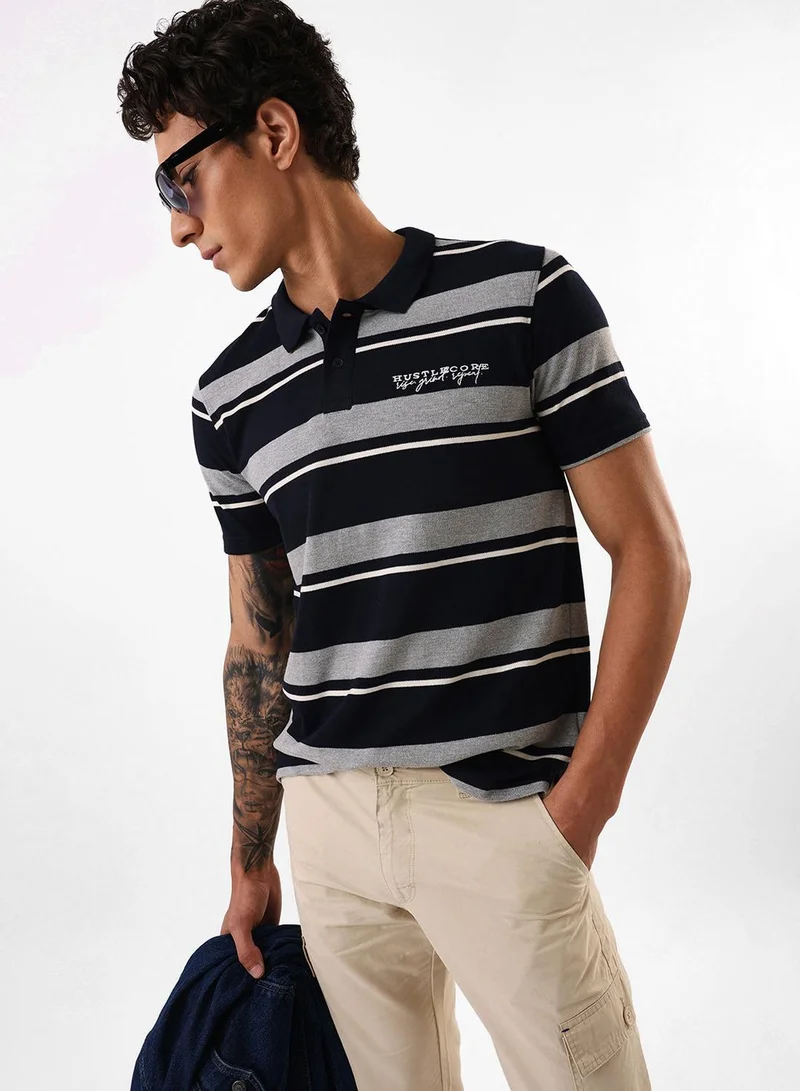 Men's Navy Blazer 100% Cotton Relaxed Polo T-Shirt