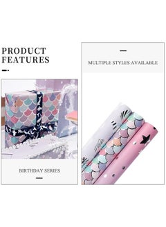 YQbest Birthday Wrapping Paper Roll, 3 Rolls Gift Wrapping Paper Mini Roll - 17 inch X 120 inch Per roll, 3 Colorful Designs for Birthday, Bridal Baby Shower, Weddings, Graduations,All Occasion (Mermaid)  - Image 5