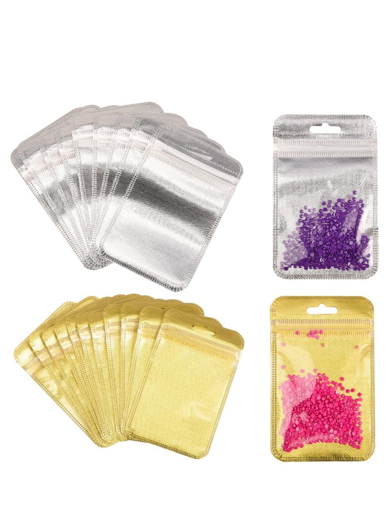 كاست ويف 100 PCS Mylar Bags, Holographic Bags, Baggies,   Small Plastic Bags, Resealable Sweet Pouches, Wax Melt Bags, Sample Bags for Lipgloss, Jewelry, Eyelash - Image 1