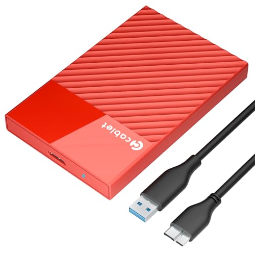 Cablet 2.5 Inch SATA USB 3.0 HDD/SSD Portable External Enclosure for 7mm and 9.5mm, Tool-Free Design, Supports UASP Max 6TB (HD2577-U3-RD) - Image 1
