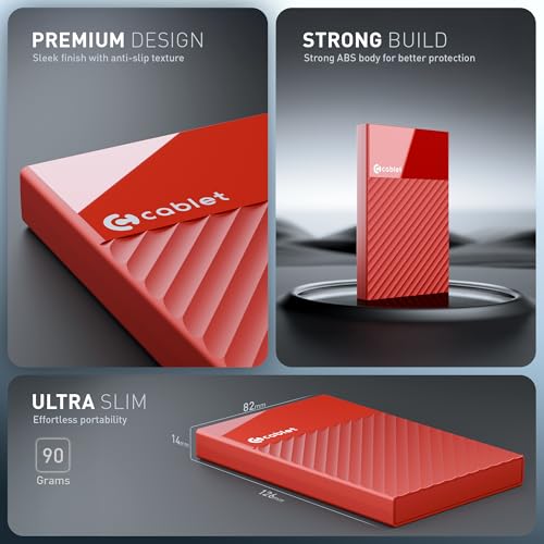 Cablet 2.5 Inch SATA USB 3.0 HDD/SSD Portable External Enclosure for 7mm and 9.5mm, Tool-Free Design, Supports UASP Max 6TB (HD2577-U3-RD) - Image 5