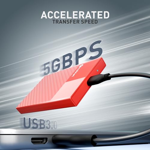 Cablet 2.5 Inch SATA USB 3.0 HDD/SSD Portable External Enclosure for 7mm and 9.5mm, Tool-Free Design, Supports UASP Max 6TB (HD2577-U3-RD) - Image 2