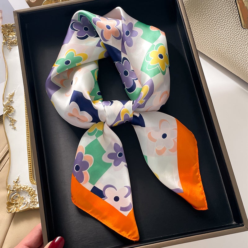 Factory wholesale scarves ladies scarf shawls 70cm Korean small square silk satin printed spring and summer sunscreen scarf  - Image 2