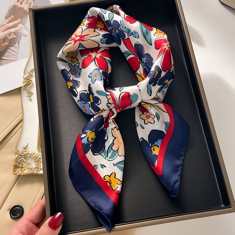 Factory wholesale scarves ladies scarf shawls 70cm Korean small square silk satin printed spring and summer sunscreen scarf  - Image 3
