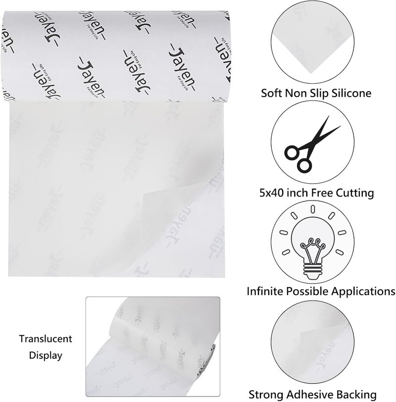 Jayen Non Slip Self Adhesive Silicone Cuttable Furniture Pads - 5x40 inch Anti-Sliding Rubber Floor Protectors for Any Furniture and Appliances - Image 2