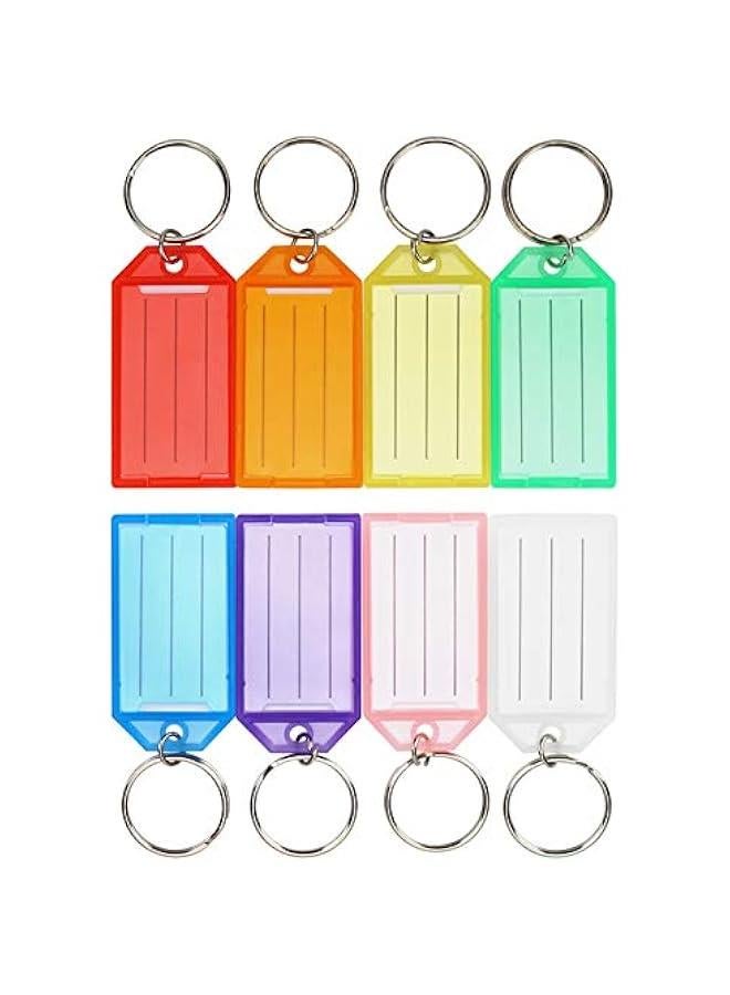 Cuttte 16 Pack Plastic Key Tags, Key Labels with Ring and Label Window, 8 Colors - Image 1