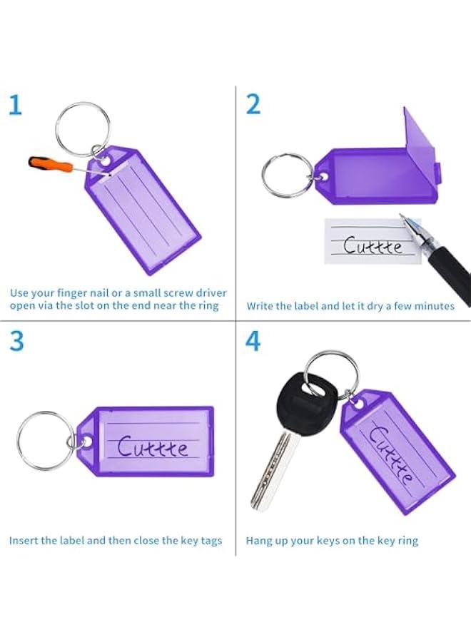 Cuttte 16 Pack Plastic Key Tags, Key Labels with Ring and Label Window, 8 Colors - Image 4