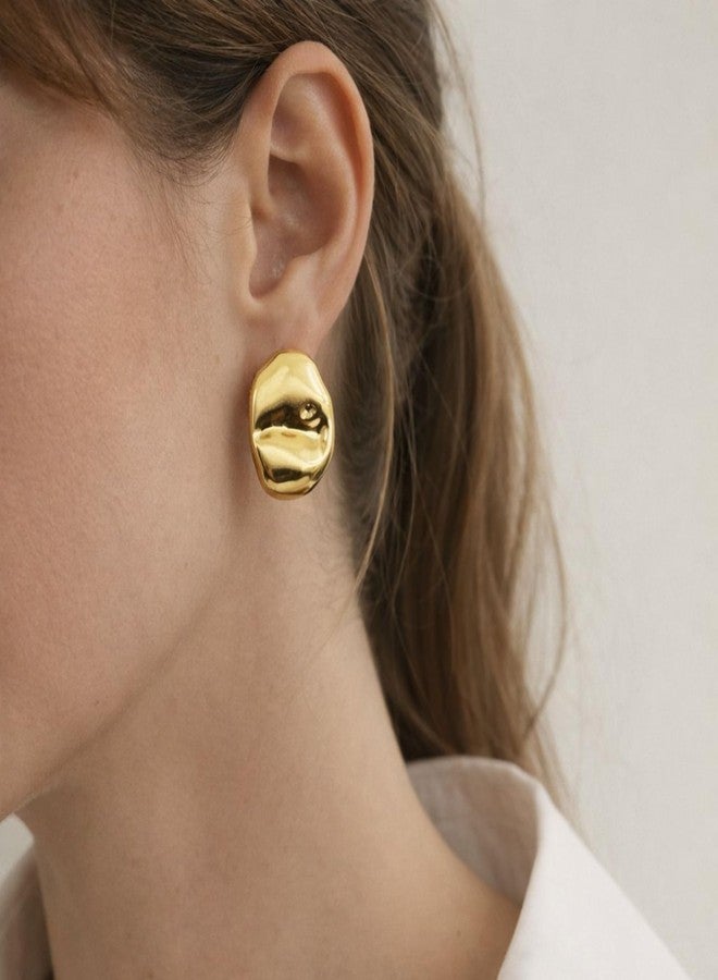 Salve Gold Chunky Statement Earrings Set for Women Stylish Combo | Sleek Ear Accessories for Women Beach Jewellery, Girls Ear Tops Set of 3 | Aesthetic Jewellery Valentine's Gift for Girlfriend - Image 5