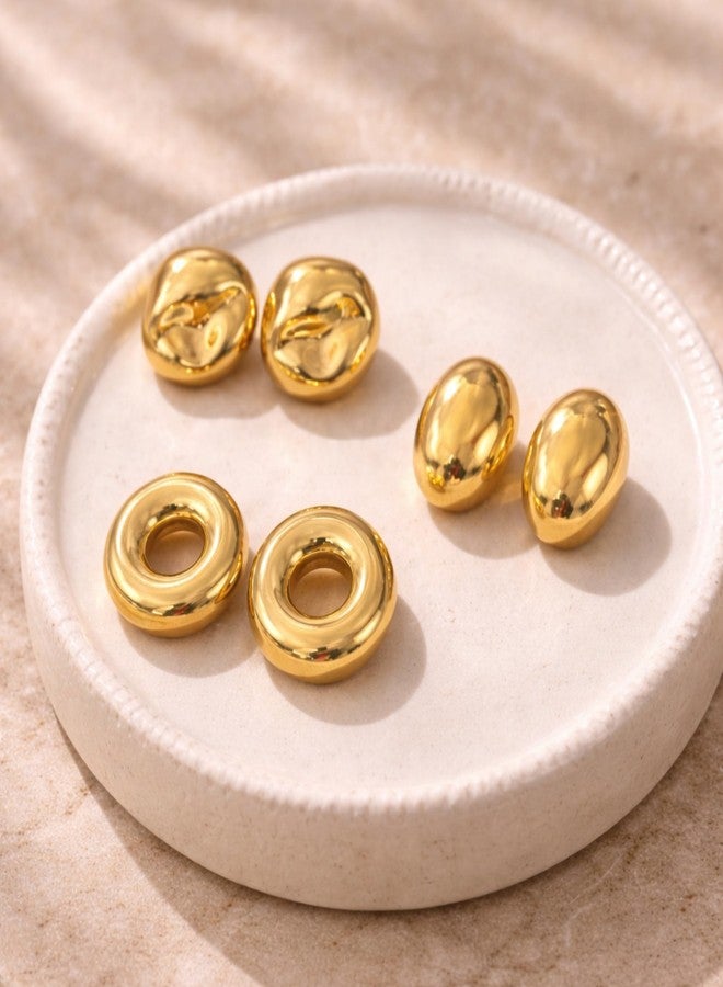 Salve Gold Chunky Statement Earrings Set for Women Stylish Combo | Sleek Ear Accessories for Women Beach Jewellery, Girls Ear Tops Set of 3 | Aesthetic Jewellery Valentine's Gift for Girlfriend - Image 3