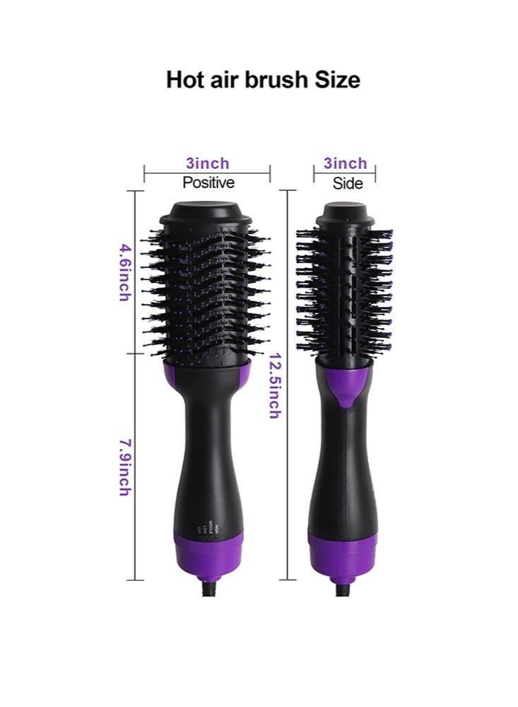 One Step Hair Dryer and Volumizer Brush for Women, 3-in-1 Hot Air Brush for Blow Drying, Straightening and Curling, 1100W, 3 Heat Settings – Black Purple - Image 2