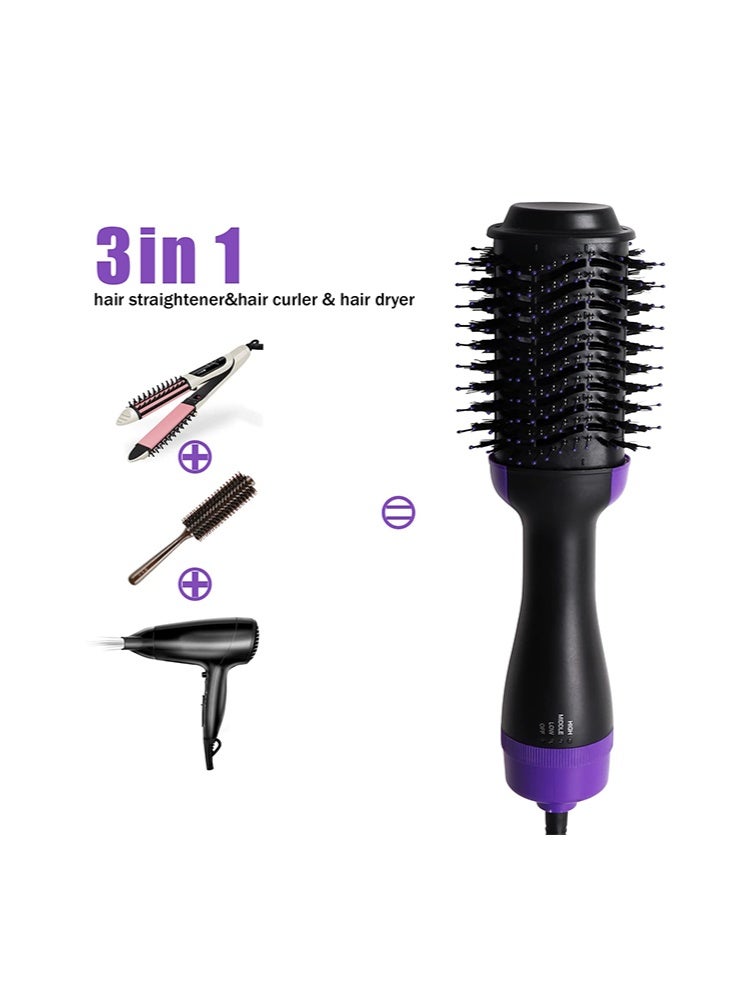 One Step Hair Dryer and Volumizer Brush for Women, 3-in-1 Hot Air Brush for Blow Drying, Straightening and Curling, 1100W, 3 Heat Settings – Black Purple - Image 5