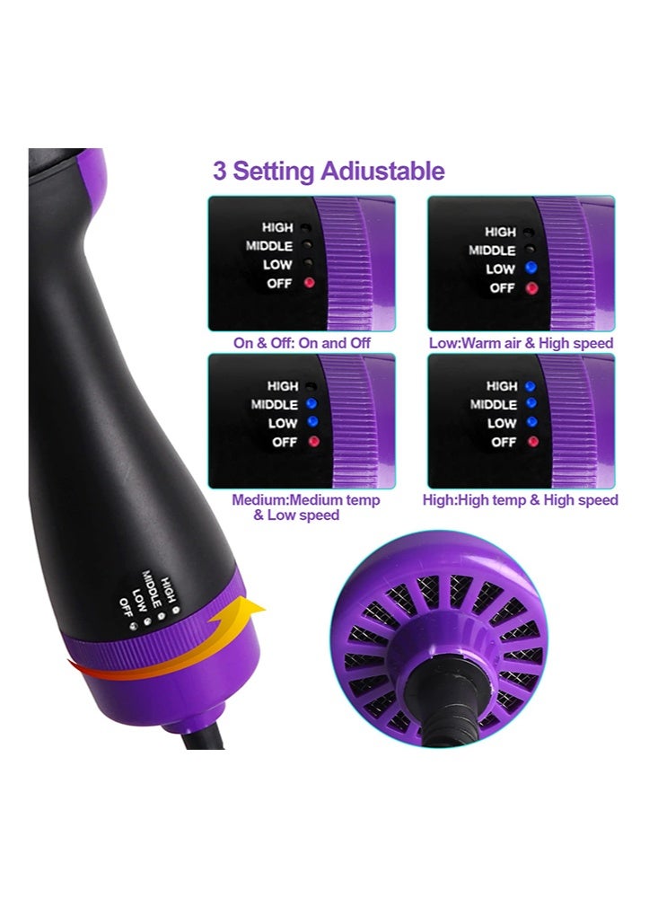 One Step Hair Dryer and Volumizer Brush for Women, 3-in-1 Hot Air Brush for Blow Drying, Straightening and Curling, 1100W, 3 Heat Settings – Black Purple - Image 4