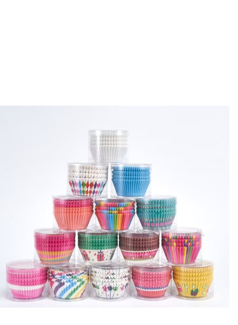 100Pcs/set  Cupcake Baking Paper Cases Cake Box,Disposable Muffins Baking Cupcake Mould 6.8x5x3cm - Rainbow - Image 4
