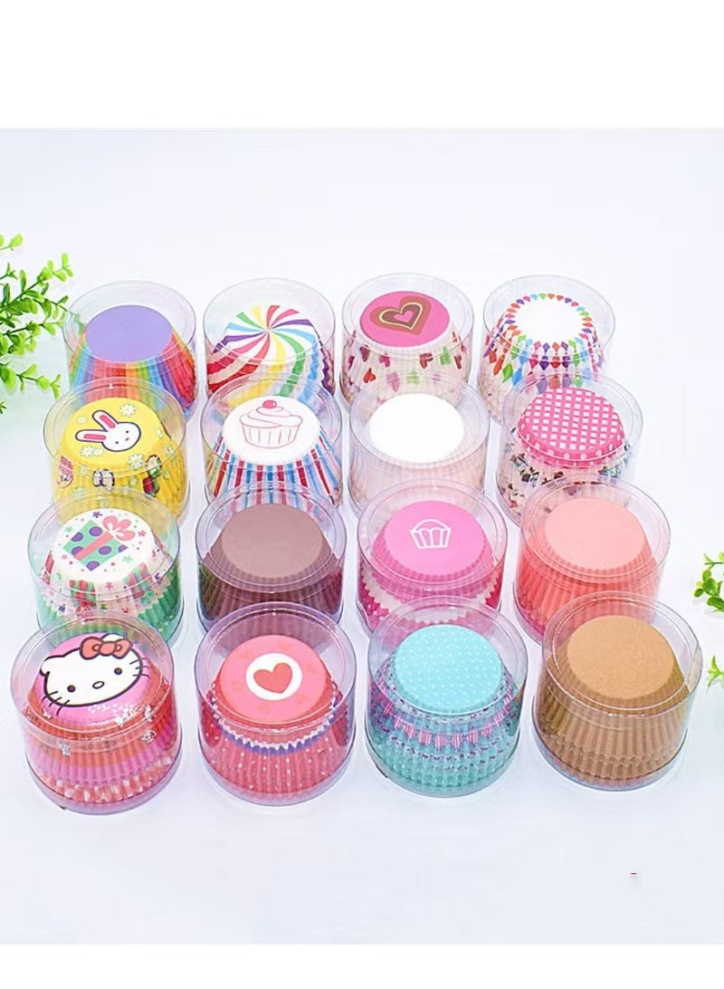 100Pcs/set  Cupcake Baking Paper Cases Cake Box,Disposable Muffins Baking Cupcake Mould 6.8x5x3cm - Rainbow - Image 5