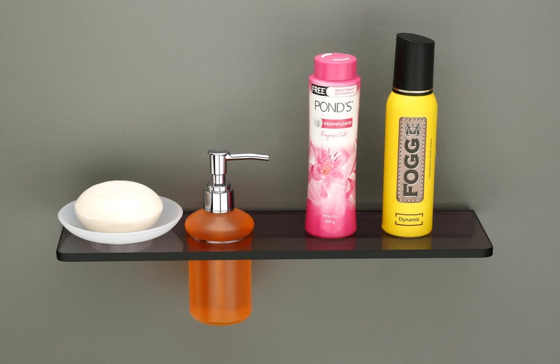 HAPPI Unbreakable Acrylic Soap Dish with Liquid Dispenser with Combo Self, Soap Stand, Soap Case, Soap Holder Stand Wall Mounted for Bathroom with Removable Drain Tray (Smoke Black) - Image 3