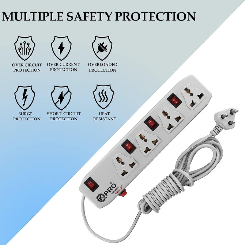 KPro 4 Socket 4 Switch 44 Extension Board with 5 MTR Cable  - Image 5