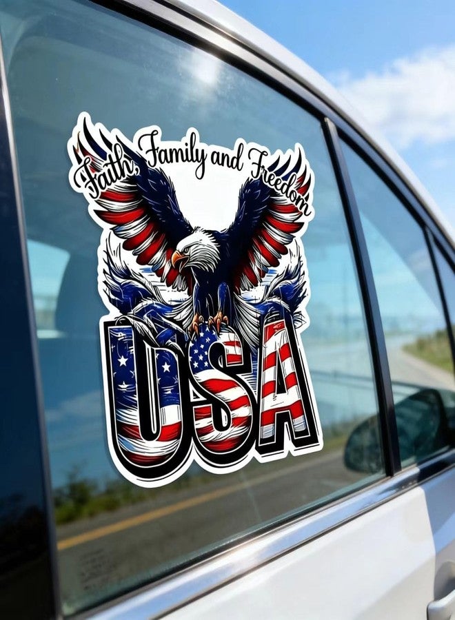 American Bald Eagle Car Decal Sticker, 8.7X8.7 Inch Patriotic Eagle Truck Decal Waterproof Bumper Sticker for Car Truck Trailer SUV Van Outdoor Window Wall (1 pcs) - Image 2