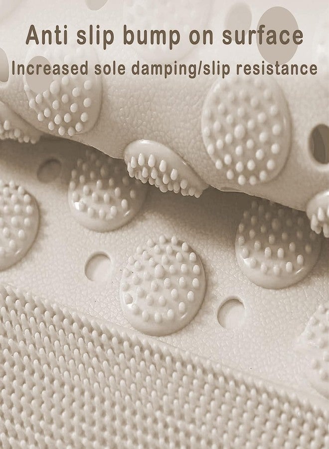 RichAxis سجادة حمام مستطيلة مضادة للانزلاق من ريتش أكسيس مع مقشر للقدمين، سجادة حمام مزودة بأكواب شفط وفتحات تصريف، سجادة أرضية من السيليكون للأطفال والكبار (70 × 35، بيج) - Image 3