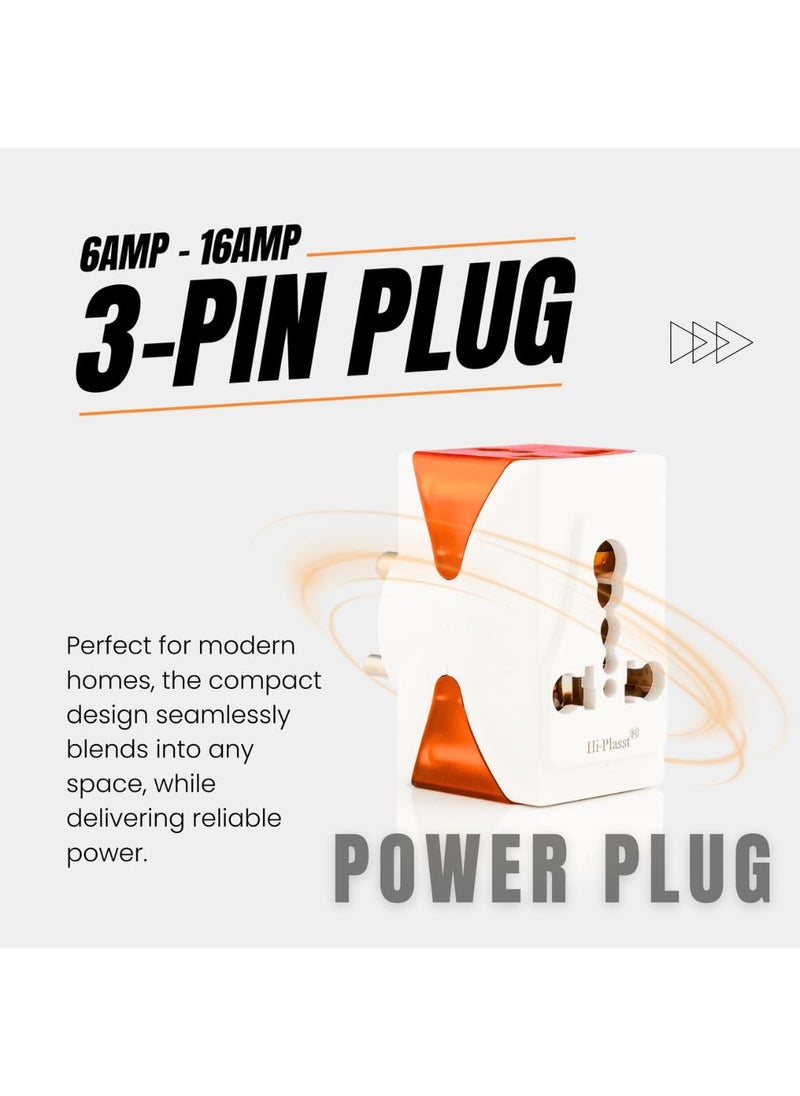 HI PLASST PINS N PLUGS HI PLASST 6A to 16A Converter Plug Universal 6 amp to 16 amp Converter Multi Plug for 16amp Products  - Image 2