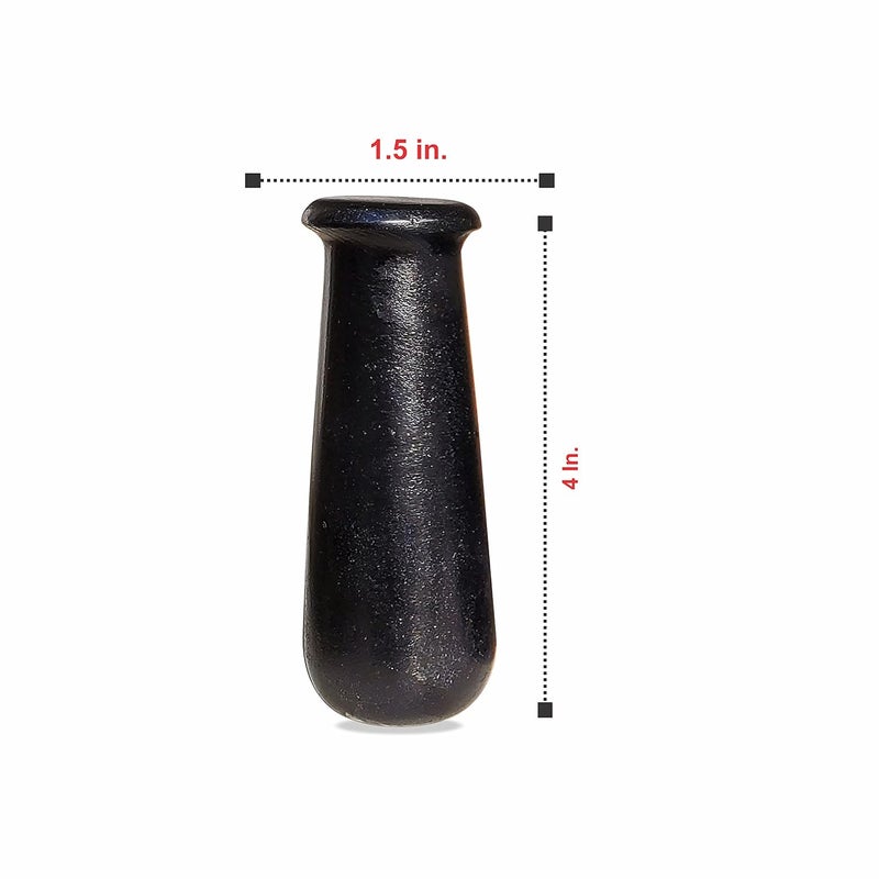 Pure Source India Black Marble Stone Mortar and Pestle Set for Spices Okhli Masher Khalbatta stone Kharal Mixer Natural Traditional Grinder Musal Herbs Griender 4 Inch - Image 5