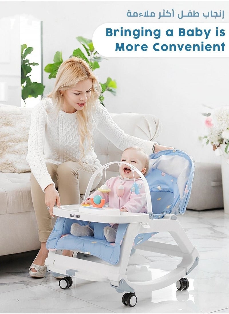 MIXDE 5 in 1 Multifunctional Baby Rocking Chair, Booster Seat, Dinning Dining Chair for Kids, Toddler Stroller With Sunshade Shed, Music and Hanging Toys  - Image 2