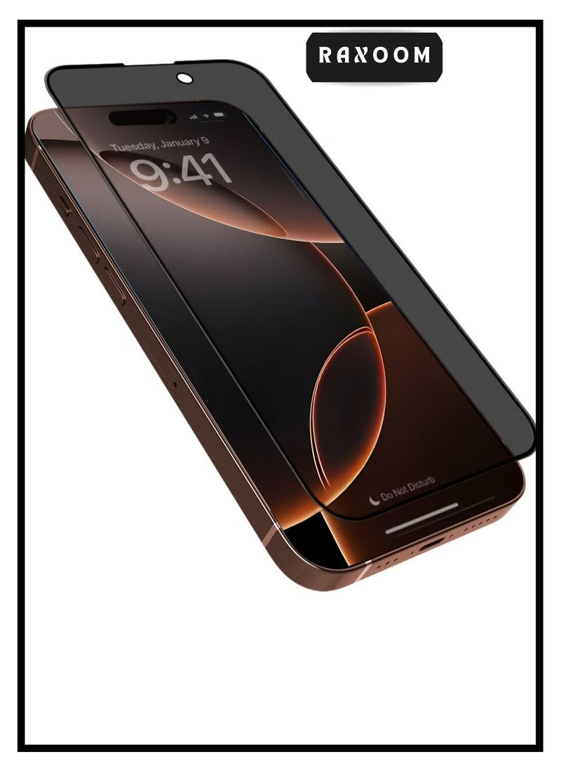 راكسوم واقي شاشة للخصوصية iiPhone 16 Pro - واقي شاشة 6.3 9H، شاشة خصوصية من الزجاج المقوى الممتاز 9H لهاتف iPhone 16 Pro - عبوة من قطعتين باللون الأسود