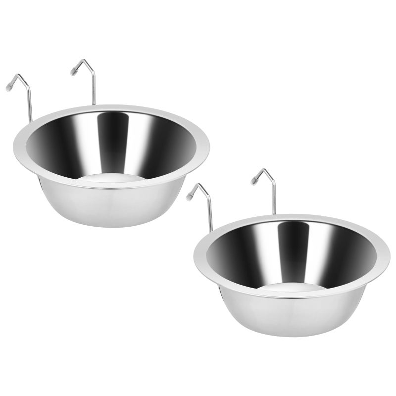 Fri4Free 2PCS Kennel Water Bowl Hanging, Stainless Steel Puppy Bowls for Small Dog Cage, Kennel, Crate, Catio Accessories, Dog Crate Water Bowl Dish Feeder Food Holder No Spill (20oz/2.5cups) - Image 1