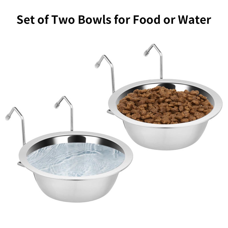 Fri4Free 2PCS Kennel Water Bowl Hanging, Stainless Steel Puppy Bowls for Small Dog Cage, Kennel, Crate, Catio Accessories, Dog Crate Water Bowl Dish Feeder Food Holder No Spill (20oz/2.5cups) - Image 4