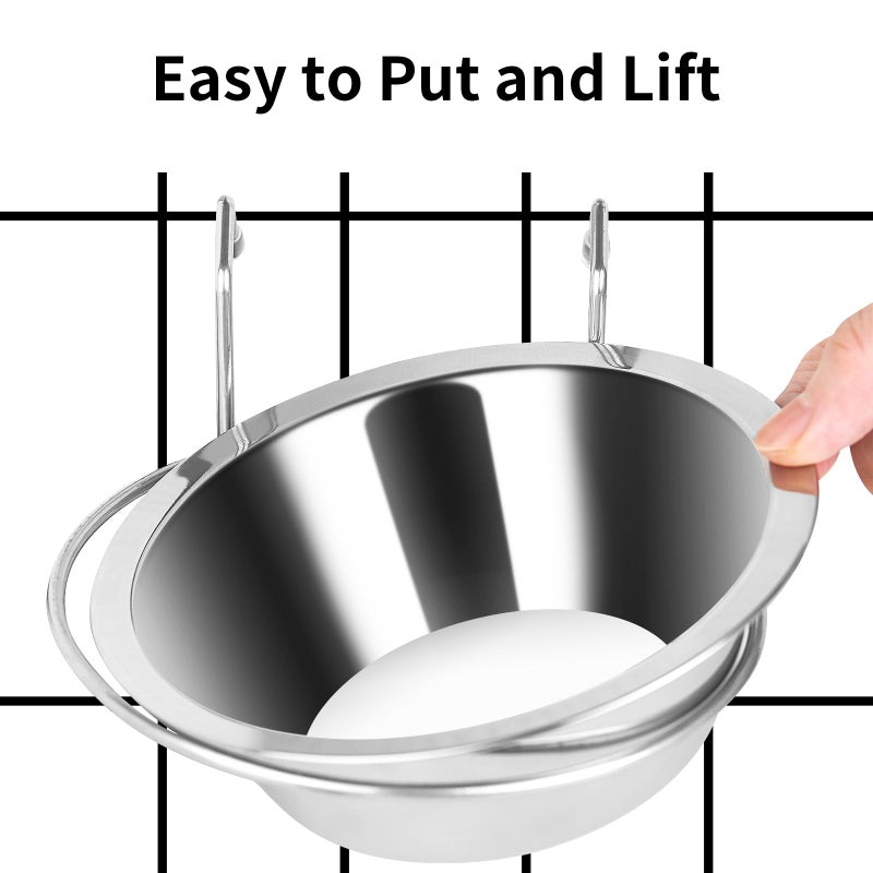 Fri4Free 2PCS Kennel Water Bowl Hanging, Stainless Steel Puppy Bowls for Small Dog Cage, Kennel, Crate, Catio Accessories, Dog Crate Water Bowl Dish Feeder Food Holder No Spill (20oz/2.5cups) - Image 5