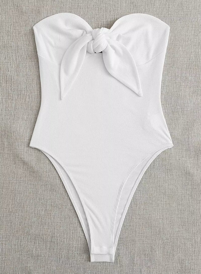 Ribbed Knotted Tube High-Leg Bodysuit - Image 3