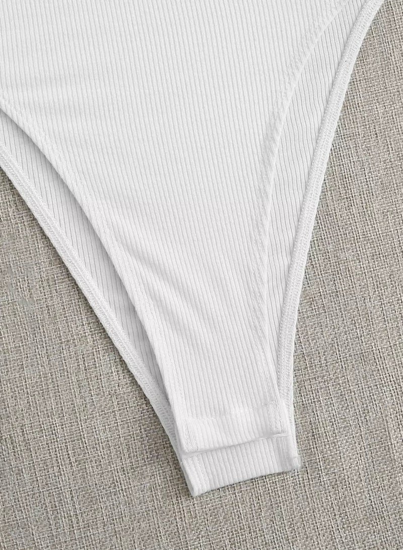 Ribbed Knotted Tube High-Leg Bodysuit - Image 5