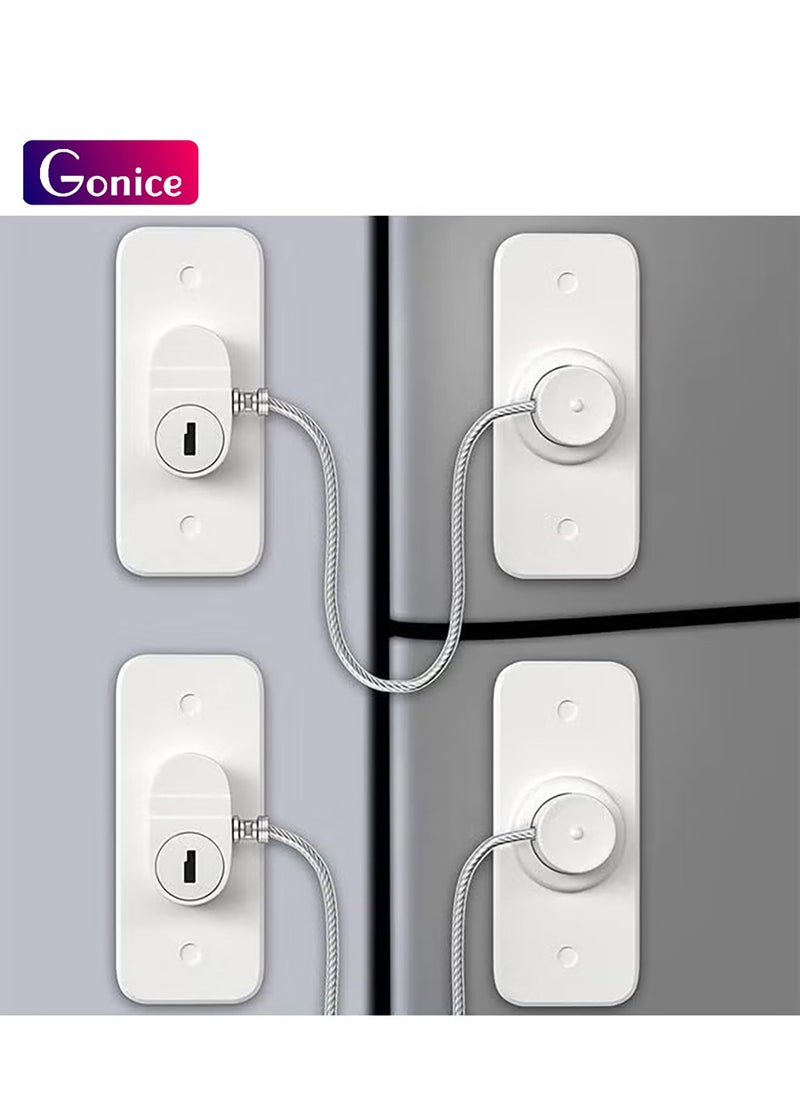 Gonice Refrigerator Lock 2 Packs, 2 Pack Refrigerator Lock with Keys with 2 Extra Strong Adhesives  - Image 1